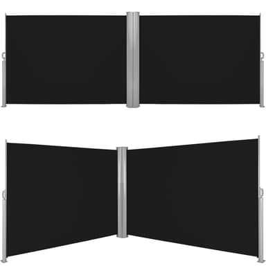 Dobbel Sidemarkise aluminium - 180 x 600 cm,svart