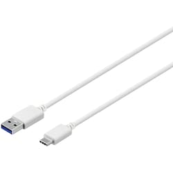 Sandstrøm USB A-C kabel 3 m (hvit)