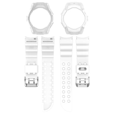 Armor silikonklokkerem med beskyttelsesdeksel til Samsung Galaxy Watch6 44mm Hvit