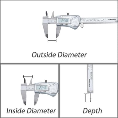 Digital Caliper 150mm/6 tommer IPX54 vanntett (sølv)