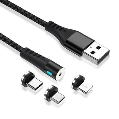 Magnetisk ladeadapter til iPhone + USB-C + microUSB - 2A
