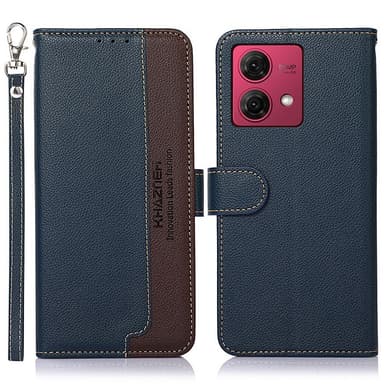 Motorola Moto G84 5G KHAZNEH Lommebok-deksel - Blå/Brun