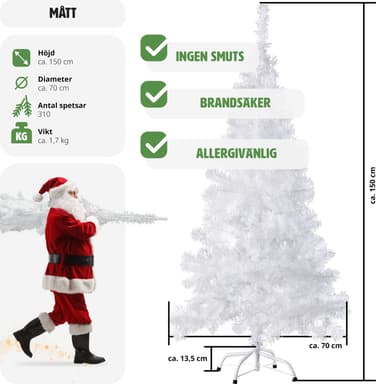 Kunstig juletre med fot - 150 cm