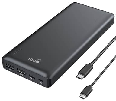 Gear 20000mAh USB powerbank og PD lader (sort) Powerbank powerbank lader