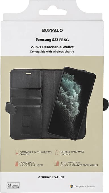 Buffalo Samsung S23 FE 5G 2in1 Leather lommebokdeksel (sort)
