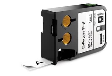 DYMO XTL Flerfunksjonsvinyltape, 19mm, svart på hvitt