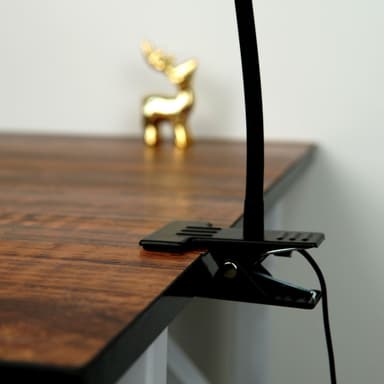 LED skrivebordslampe med klemme / 3 fargemoduser lang / fleksibel svanehals Sort