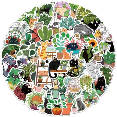 Klistremerker Katter og planter 50-pakk