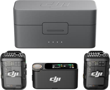 DJI Mic 2 sett med trådløs sender, mottaker og ladeetui (sort)