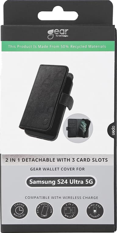 Gear 2in1 Samsung Galaxy S24 Ultra lommebokdeksel (sort)