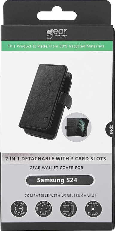 Gear 2in1 Samsung Galaxy S24 lommebokdeksel (sort)