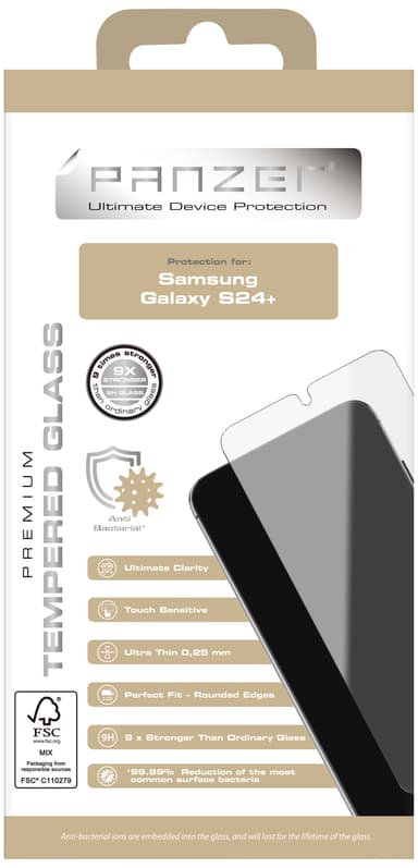 Panzer Tempered Samsung Galaxy S24 Plus skjermbeskytter