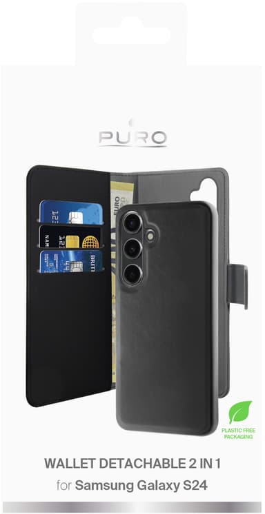 Puro 2in1 Samsung Galaxy S24 lommebokdeksel (sort)
