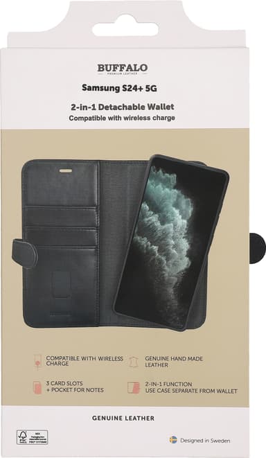 Buffalo 2in1 Samsung Galaxy S24 Plus lommebokdeksel (sort)