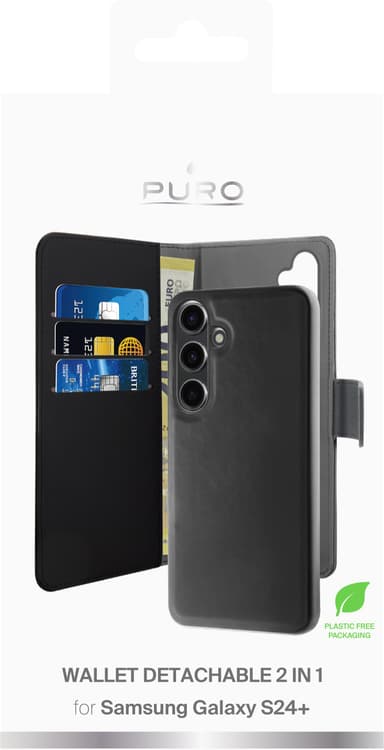 Puro 2in1 Samsung Galaxy S24 Plus lommebokdeksel (sort)