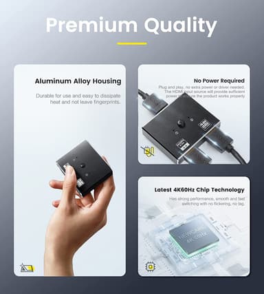 HDMI 2.0 Switch 2 in 1 out 4K HDMI Splitter 1 in 2 out