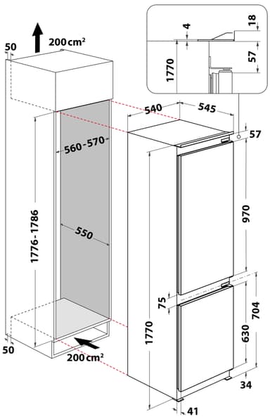 Whirlpool kombiskap ART 66112, integrert
