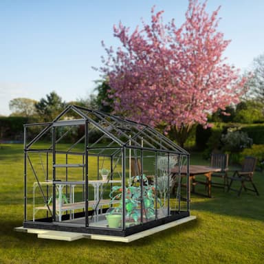 Lykke Drivhus Glass 6,2m2, Svart