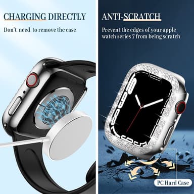 2-Pack-deksel med skjermbeskytter for Apple Watch iWatch 3 sølv 44 mm