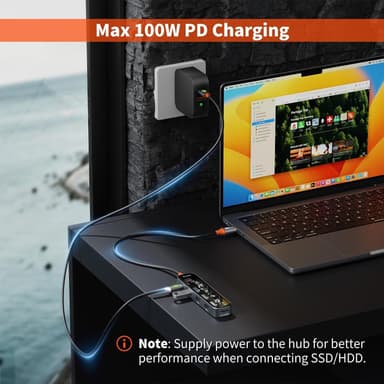 NÖRDIC USB-C 1 til 5 huber 1xHDMI 4K60Hz, 1xUSB-C PD 100W, 3xUSB-A, 30cm