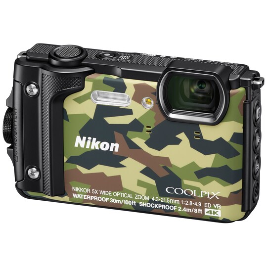 Nikon CoolPix W300 kompaktkamera (sort/grønn kamuflasje)