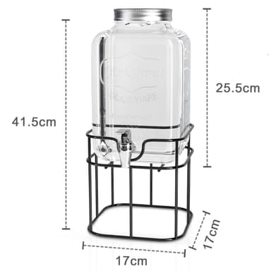 Drikkedispenser 4 L med kran og stativ Glassbeholder
