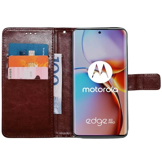 Lommebokdeksel 3-kort Motorola Edge 40 Pro - Brun