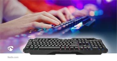 Nedis Wired Gaming Keyboard | USB Type-A | Membrantaster | LED | QWERTY | ND Layout | USB-Strøm | Strømkabel lengde: 1.30 m | Multimedia