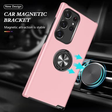 Samsung Galaxy S24 Ultra Hybrid Deksel Med Fingerring - Rosa