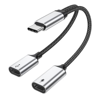 USB-C mannlig til dobbel USB-C kvinnelig splitterkabel Hurtiglading