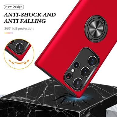 Samsung Galaxy S24 Ultra Hybrid Deksel Med Fingerring - Rød