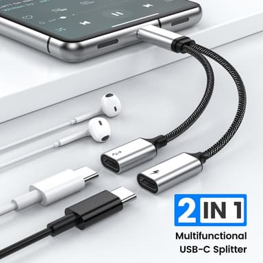 USB-C mannlig til dobbel USB-C kvinnelig splitterkabel Hurtiglading
