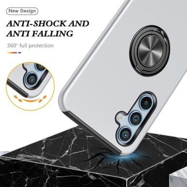 Samsung Galaxy S24+ Hybrid Deksel Med Fingerring - Sølv