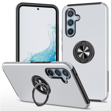 Samsung Galaxy S24+ Hybrid Deksel Med Fingerring - Sølv
