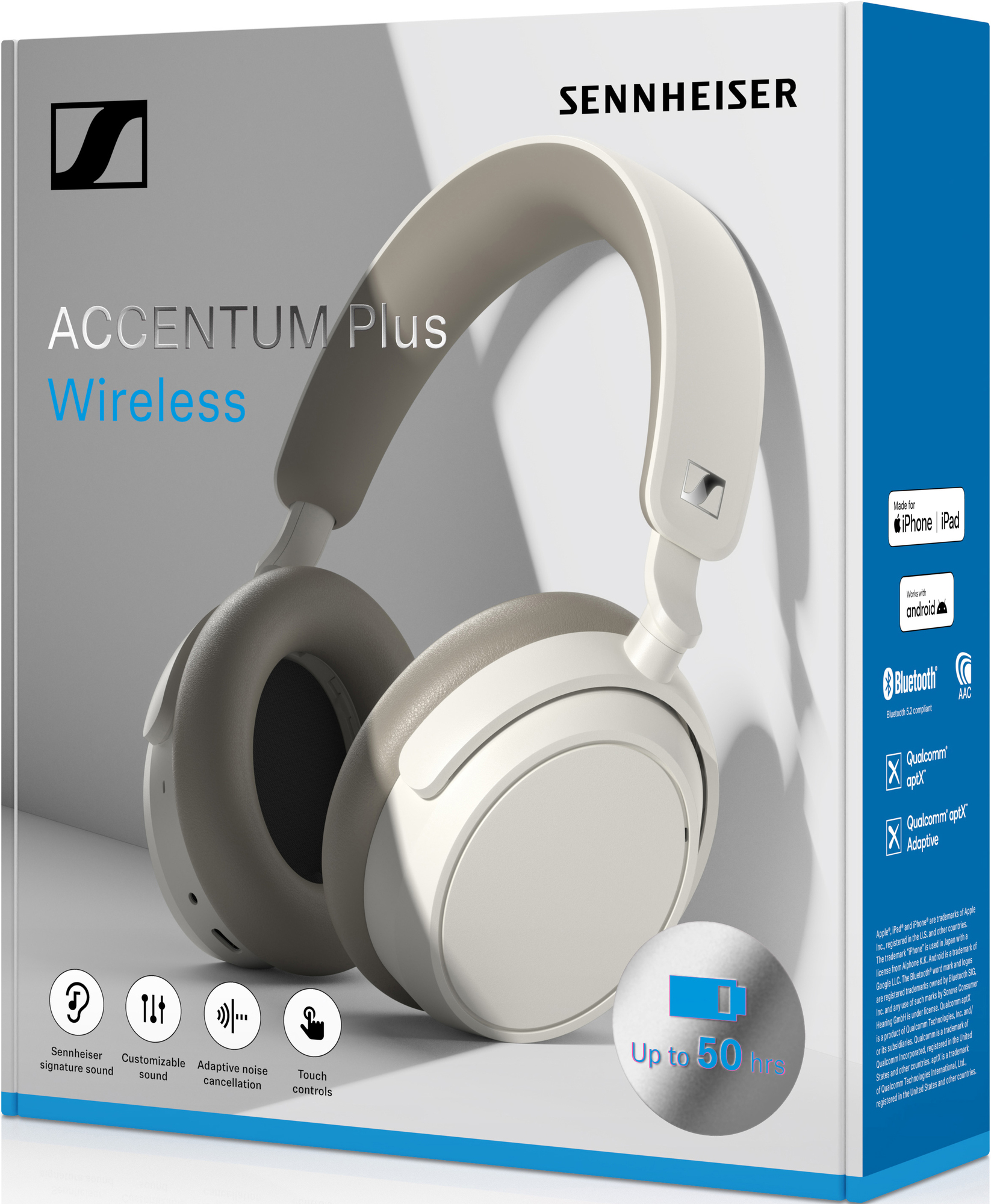 Sennheiser Accentum Plus trådløse around-ear hodetelefoner (hvit)
