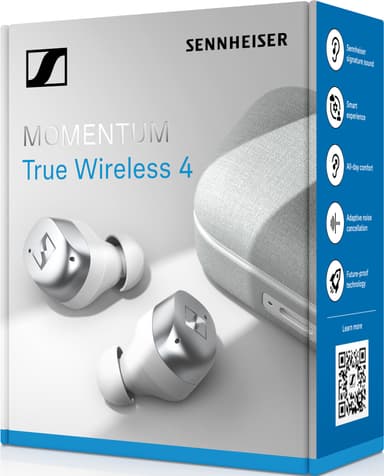 Sennheiser Momentum 4 helt trådløse in-ear hodetelefoner (hvit sølv)