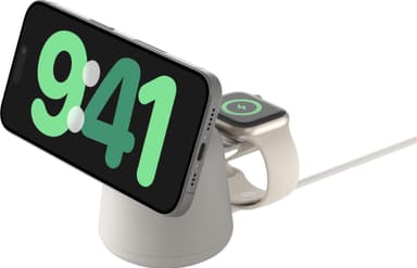 Belkin BoostCharge Pro 2-i-1 MagSafe 15W trådløs lader (sand)