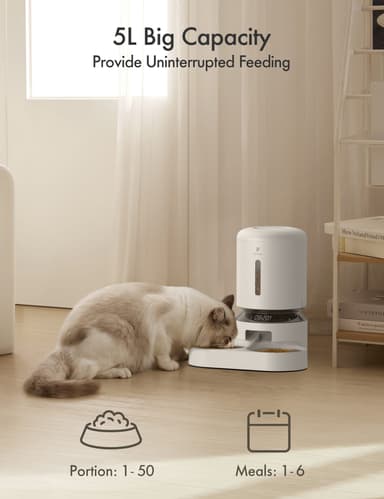 Petlibro Granary WiFi dobbelt matbrett automatisk kattemater 5L (hvit)