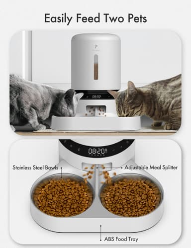 Petlibro Granary WiFi dobbelt matbrett automatisk kattemater 5L (hvit)