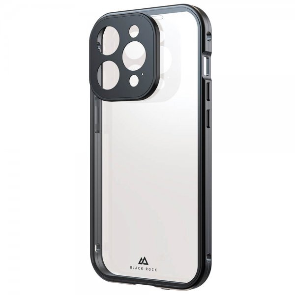 Black Rock iPhone 15 Pro Deksel 360 Glass Transparent Svart