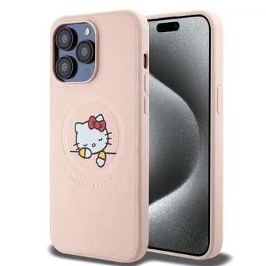 Hello Kitty iPhone 15 Pro Max Deksel Debossed Logo MagSafe Rosa