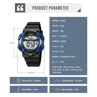 Armbåndsur Armbåndsur 50m vanntett TPU stropp