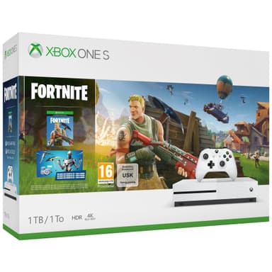 Xbox One S 1 TB + Fortnite-pakke (hvit)