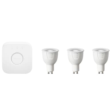 Philips Hue White and Colour Ambiance sett (3 pærer + Hue-bro) Philips Hue White and Colour Ambiance sett (3 pærer + Hue-bro)