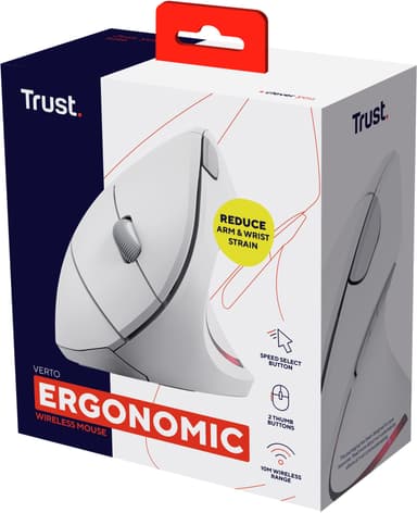 Trust Verto trådløs vertikal mus (hvit)