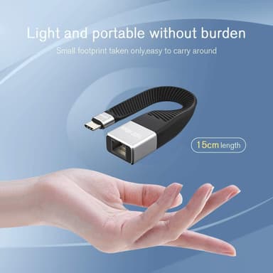 NÖRDIC Flat adapter USB-C til Giga Ethernet 10cm