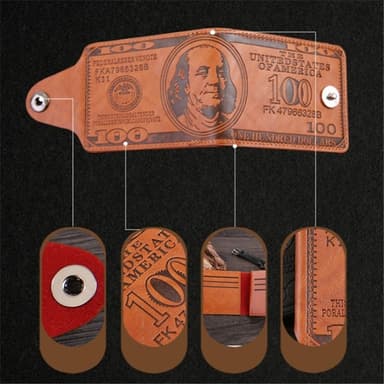 Wallet Exchange 100 Dollar Bill Money Bifold Kortholder - Brun