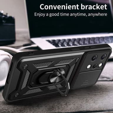 For Xiaomi Redmi 12 Lens Cover Telefonveske PC+TPU-deksel med støtte