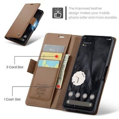 CASEME Lommebok-deksel til Pixel 8 Pro - Brun