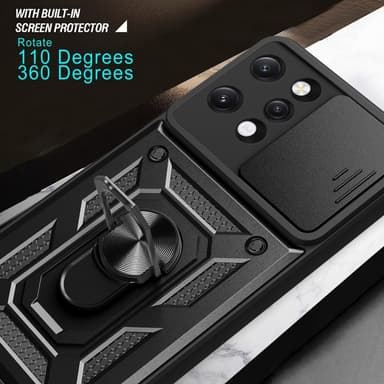 For Xiaomi Redmi 12 Lens Cover Telefonveske PC+TPU-deksel med støtte